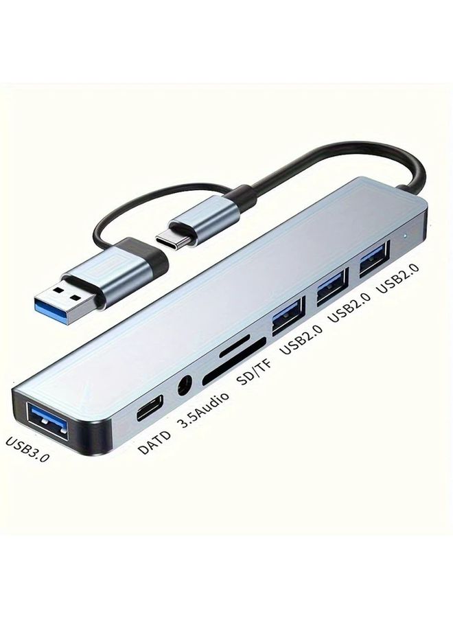 8 في 1 محول USB مع مقبس صوتي وبألوان عشوائية متعددة المنافذ للأجهزة اللوحية - Image 5
