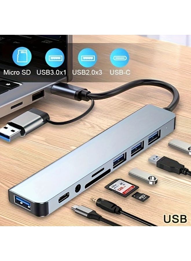 8 في 1 محول USB مع مقبس صوتي وبألوان عشوائية متعددة المنافذ للأجهزة اللوحية - Image 1