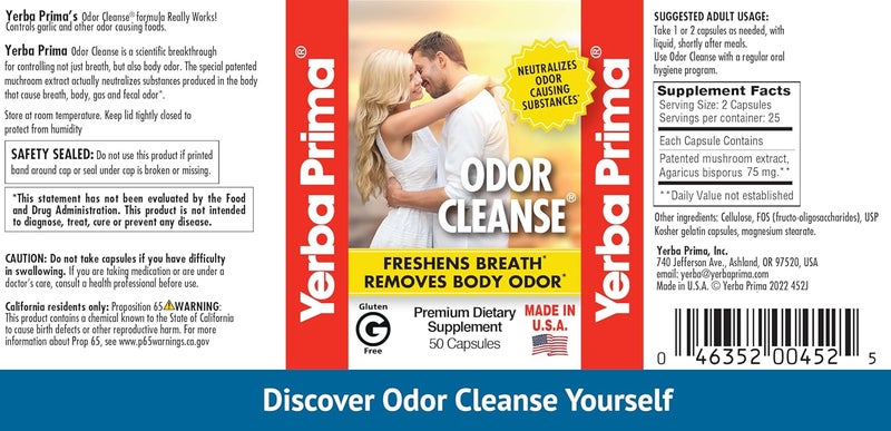 Yerba Prima Odor Cleanse 50 Capsules Premium Extract - Image 3