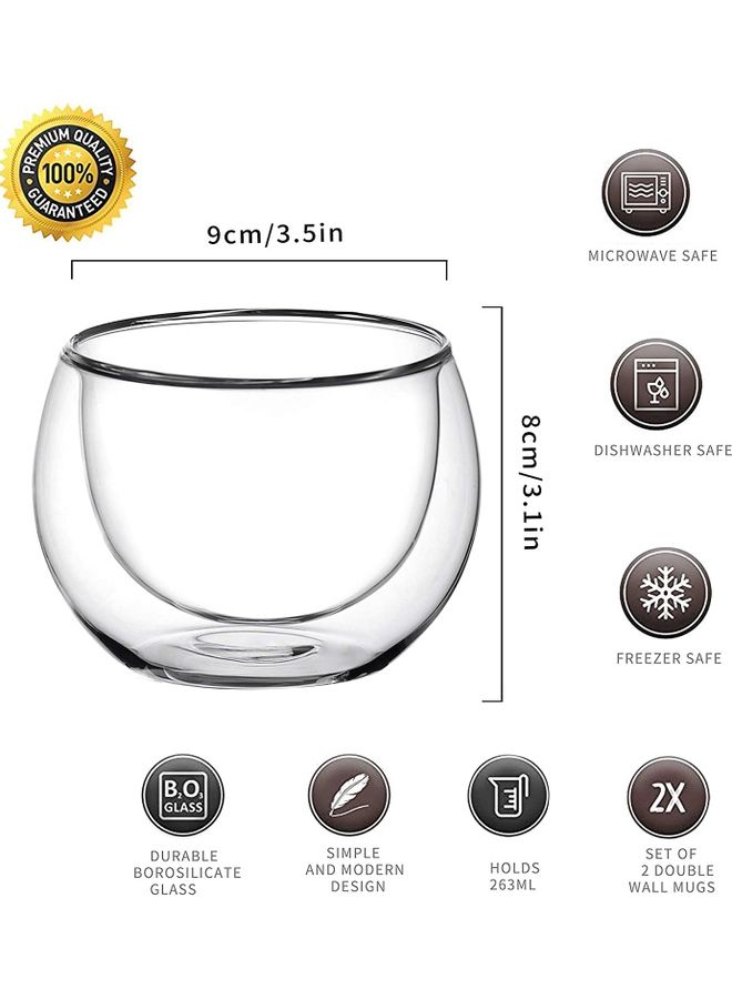 NIBEMINENT 2-Piece Double Walled Espresso Cups Clear - Image 2