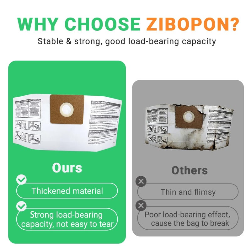 Zibopon 8 Pack 90668 Type B Filter Bags Compatible with Shop Vac 2-2.5 Gallon Wet/Dry Vacuum, All Around QAM70, Part# 90668/549712 9066833 - Image 5