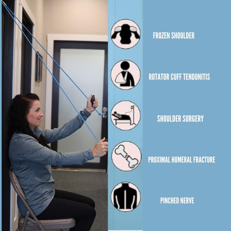 RangeMaster BlueRanger Over the Door Shoulder Pulley, Pulley for Physical Therapy, Aids Pain Free Range of Motion in Frozen Shoulder, Adjustable Cleated Handles, Metal Bracket (FSA/HSA) - Image 5