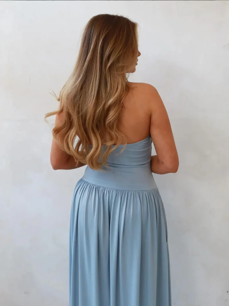 زوبعة فستان ماكسي سوفي بلا أكتاف ضيق