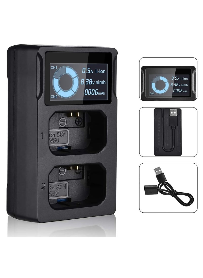 SYOSI - Dual Slot Battery Charger for Sony NP FW50 Batteries for Sony Alpha A6400, A6000, A6300, A6500, A5100, A7, A7II, A7RII, A7SII, A7S, A7S2, A7R, A7RII, A55, RX10 Camera Battery and More - Image 1