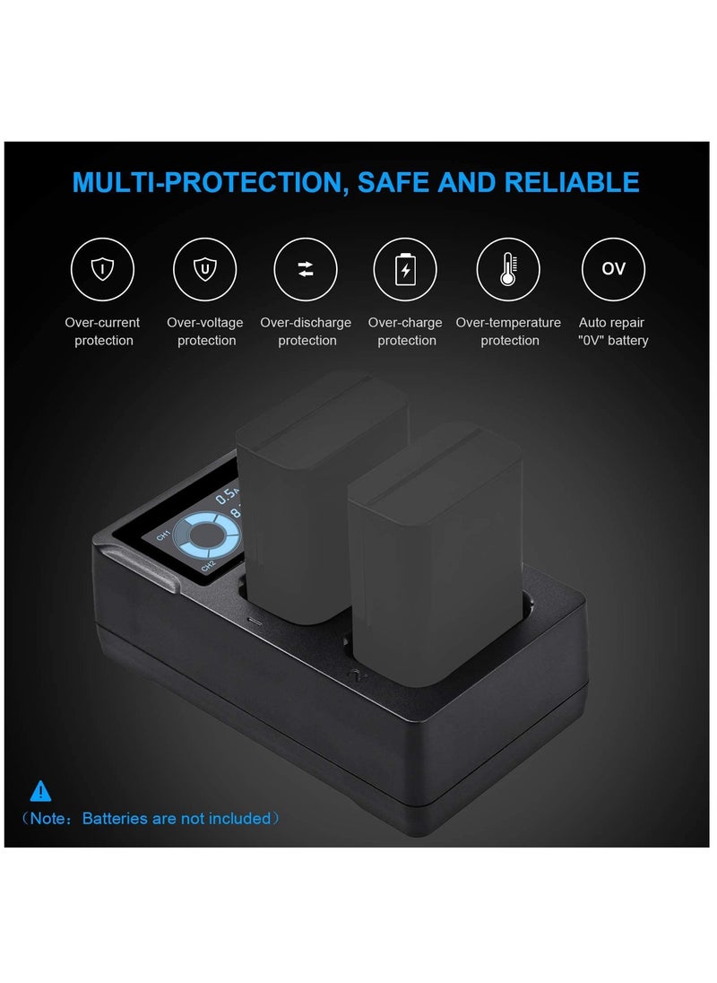 SYOSI - Dual Slot Battery Charger for Sony NP FW50 Batteries for Sony Alpha A6400, A6000, A6300, A6500, A5100, A7, A7II, A7RII, A7SII, A7S, A7S2, A7R, A7RII, A55, RX10 Camera Battery and More - Image 1