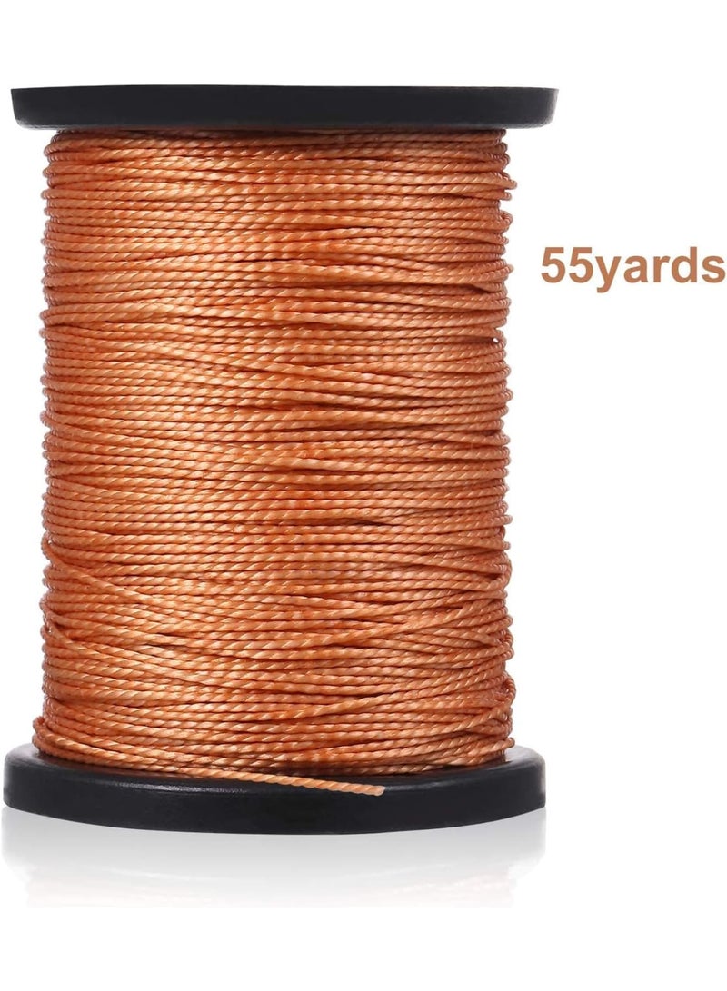 SOLARAE Canvas Leather Sewing Awl Needle, 50 m Nylon Cord Thread, 2 Thimbles With Copper Handle, 6 Awl Needles for Handmade Sewing Tools, Shoe and Leather Repair - Image 2