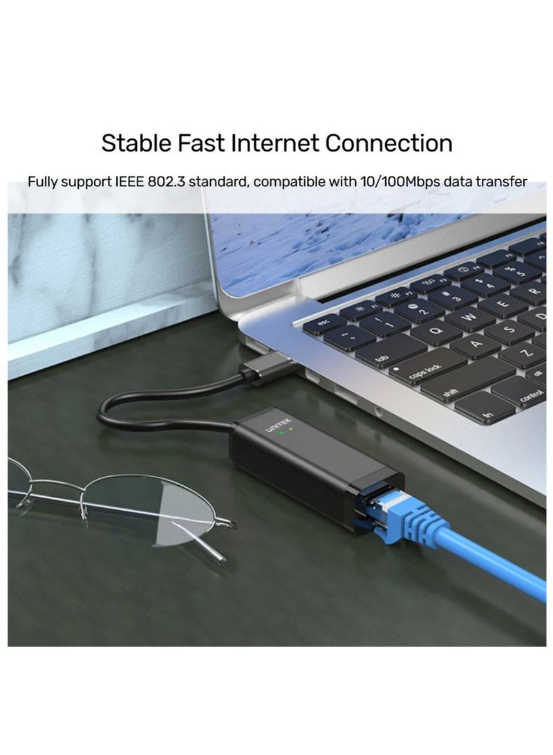 UNITEK محول UNITEK USB 2.0 إلى Ethernet – اتصال شبكة عالي السرعة لأجهزة اللابتوب والكمبيوترات الشخصية والأجهزة اللوحية – تصميم مدمج وخفيف الوزن مع إعداد توصيل وتشغيل - Image 3