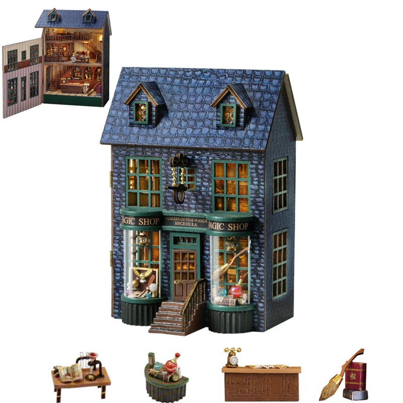 Kisoy DIY Miniature House Kit Tiny House Building Kit with Furniture and LED Light for Adults and Teens DIY Mini House Craft Kit DecorationsGifts for Family and FriendsMagic Shop - Image 3