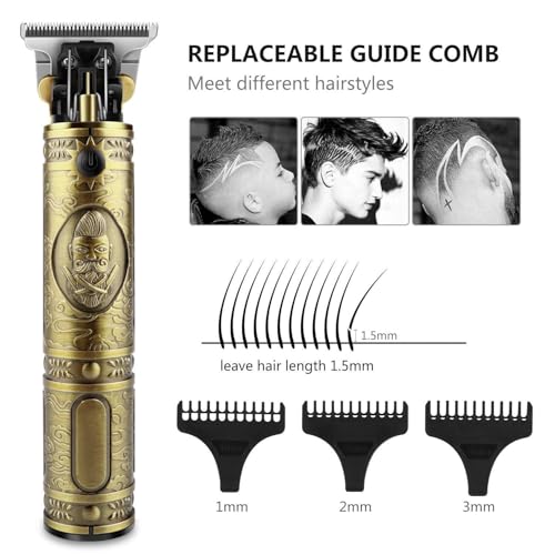 ANGENIL Rechargeable Trimmer Men - Professional Hair Tremor for Men & Beard - Cordless Body & Pubic Hair Trimmer for Man - Buddha Trimmer for Salon & Home Grooming (Yellow) - Image 5