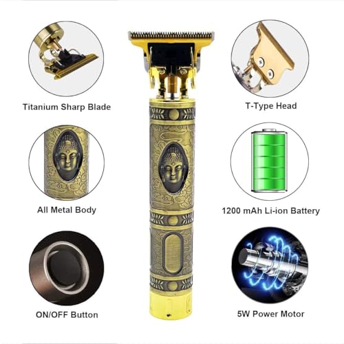 ANGENIL Rechargeable Trimmer Men - Professional Hair Tremor for Men & Beard - Cordless Body & Pubic Hair Trimmer for Man - Buddha Trimmer for Salon & Home Grooming (Yellow) - Image 3