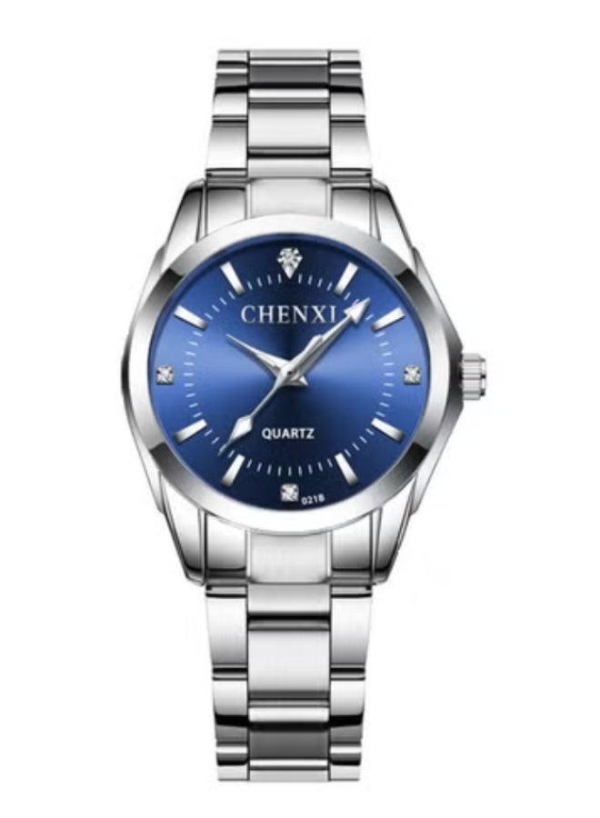 Chenxi Women's Diamond Set Waterproof Stainless Steel Quartz Watch - Blue - Image 1