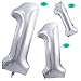 GOER Silver Number 1 Foil BalloonsHuge Number Balloons for 1st 11st Birthday Party Supplies Anniversary Decorations3 pcs42 inch32 inc16inch - Image 2