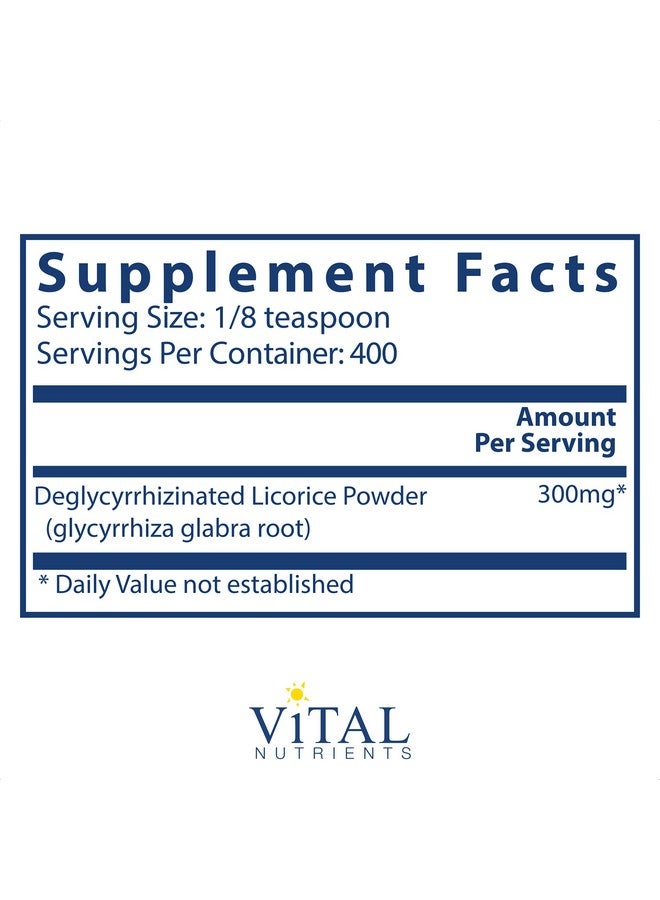 Vital Nutrients Dgl Powder Dgl Licorice Root Supplement Licorice Extract To Support Healthy Stomach Lining And Digestive Tract Gluten Free Vegetarian 120 Grams Per Bottle - Image 3