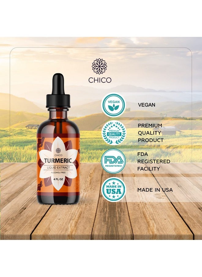 Chico - Turmeric Curcumin Liquid Drops Organic Herbal Extract Promoting Immunity Muscle & Joint Function Mood Energy & Brain Support Tincture Nongmo Vegan Nutritional Supplement 4 Fl. Oz - Image 1