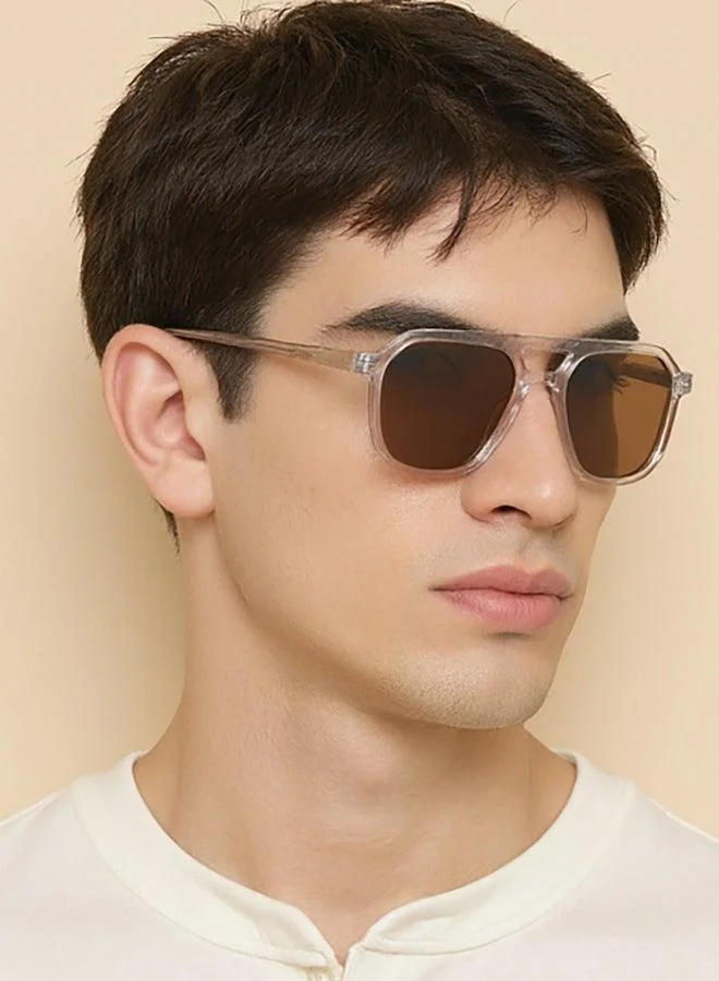 جون جاكوبس نظارة شمسية جون جاكوبس  - بإطار مستطيل كامل باللون الأخضر والبني