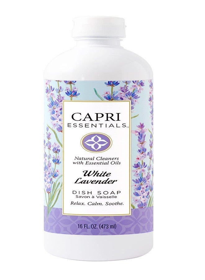 CAPRI ESSENTIALS Dish Soap Liquid, Natural Household Cleaning Supplies, Plant Based Aromatic Dish Detergent, Blend of Essential Oils with Juniper & Chamomile, White Lavender, 16 FL Oz - Image 1