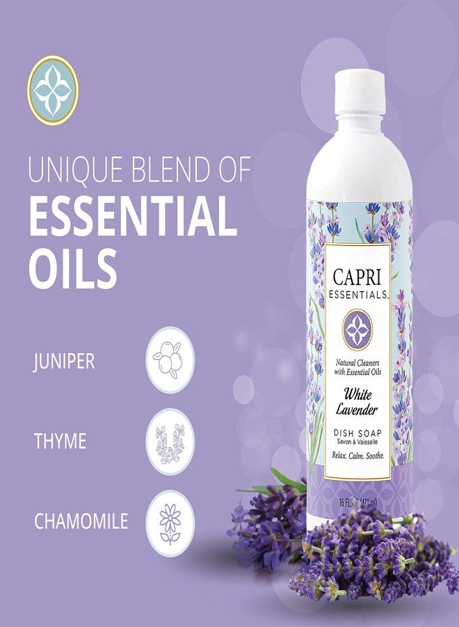 CAPRI ESSENTIALS Dish Soap Liquid, Natural Household Cleaning Supplies, Plant Based Aromatic Dish Detergent, Blend of Essential Oils with Juniper & Chamomile, White Lavender, 16 FL Oz - Image 2