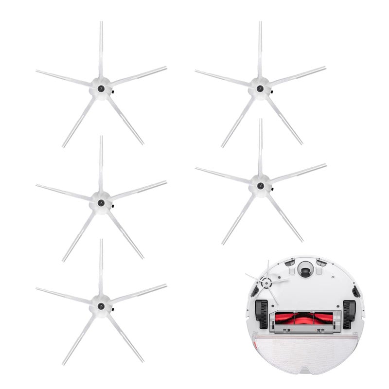 Rrochio Original Accessories, Silicone Side Brushes for Roborock S7/Q7 Max/S7 MaxV/S7 MaxV Ultra/S7 Pro Ultra/S4/S5/S6 and E, Pack of 5 (White) - Image 1