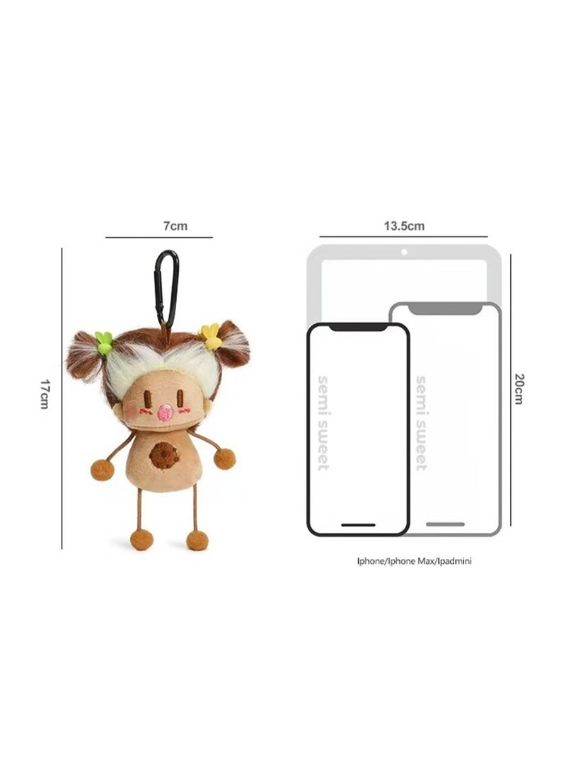 Creative Diy Hairstyle Cotton Doll, Cute Little Girl Bag Pendant Plush Doll Car Keychain School Bag Pendant (Peach Girl) - Image 2