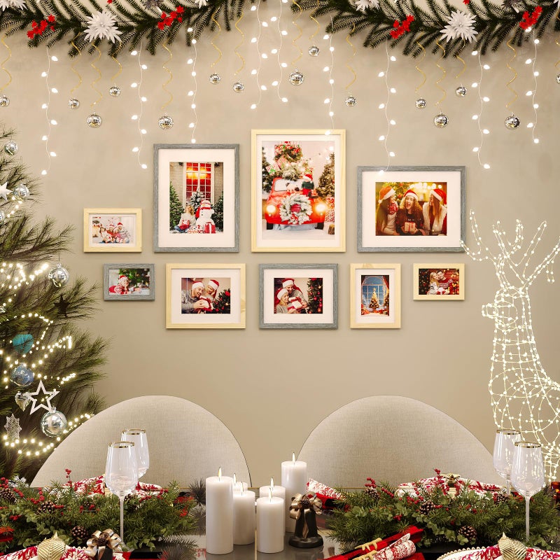 KINLINK 6x8 Picture Frames  Wood Grain Photo Frames with Plexiglass for Picture 4x6 with Mat or 6x8 without Mat  Composite Wood Picture Frames for Table Top and Wall Mounting - Image 5