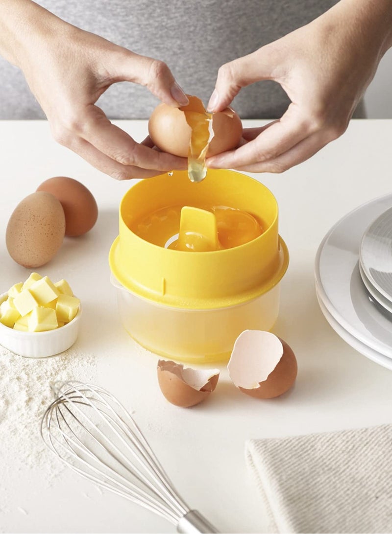 SYOSI Egg Separator, 2 Pcs Egg Separator Yolk White Separator, Egg White Filter Storage Box, Egg White Filter Divider Kitchen Tool, for Kitchen Cooking Baking(Yellow) - Image 1