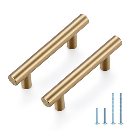 JOY DECOR 25 Pack Champagne Bronze Cabinet Pulls 4 Inch Length 212 Inch 64mm Hole Center Stainless Steel Kitchen Cabinet Handles for Drawer and Cupboard - Image 1