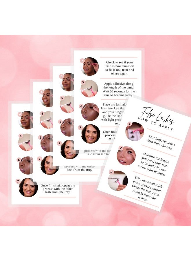 Lashicorn False Lashes How To Apply Card 30 Pack 4X6” Inch Large Postcard False Lashes Supplies Lash Artist Supplies For Lash Kits White Card With Icon Design - Image 4