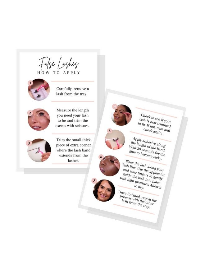 Lashicorn False Lashes How To Apply Card 30 Pack 4X6” Inch Large Postcard False Lashes Supplies Lash Artist Supplies For Lash Kits White Card With Icon Design - Image 1