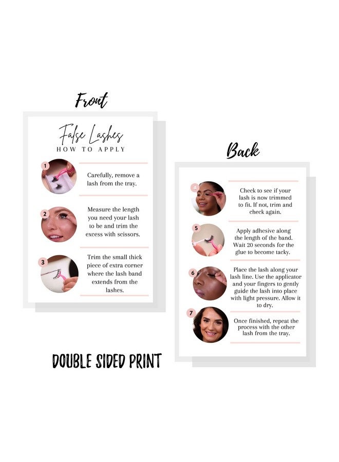 Lashicorn False Lashes How To Apply Card 30 Pack 4X6” Inch Large Postcard False Lashes Supplies Lash Artist Supplies For Lash Kits White Card With Icon Design - Image 3