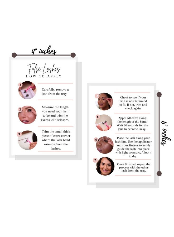 Lashicorn False Lashes How To Apply Card 30 Pack 4X6” Inch Large Postcard False Lashes Supplies Lash Artist Supplies For Lash Kits White Card With Icon Design - Image 2
