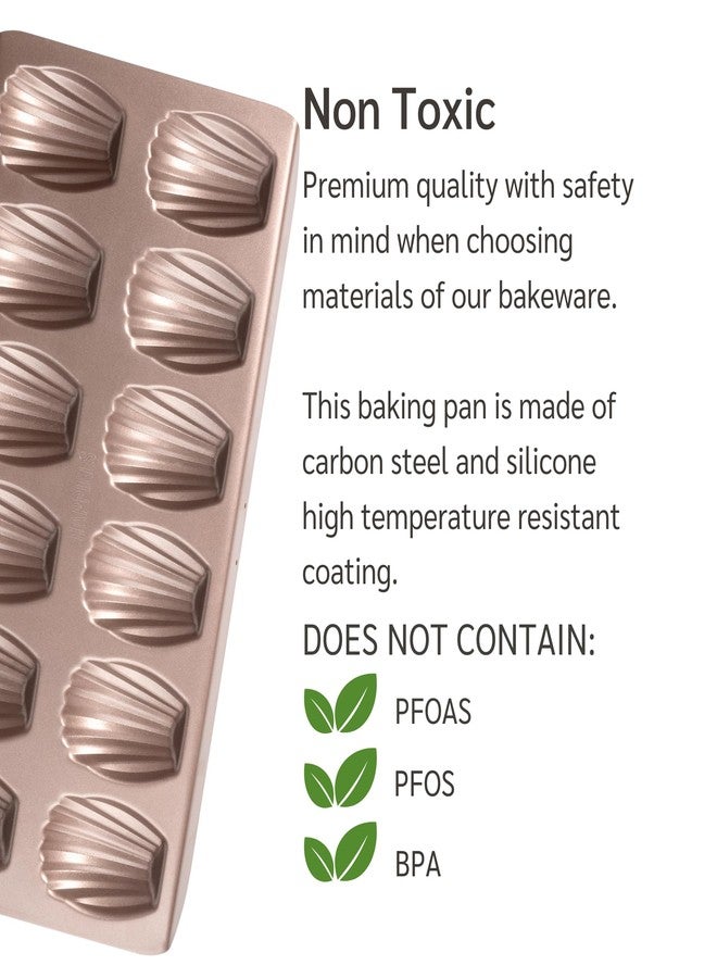 HAPPIELS Non Toxic Nonstick Madeleine Pan 12 Well Set of 2 (24 wells) | Non Stick Nontoxic Madeleines Pans for baking | Madeleine Cake Cookie Mold | Madeleine tray for oven | French tin 12 - Image 4