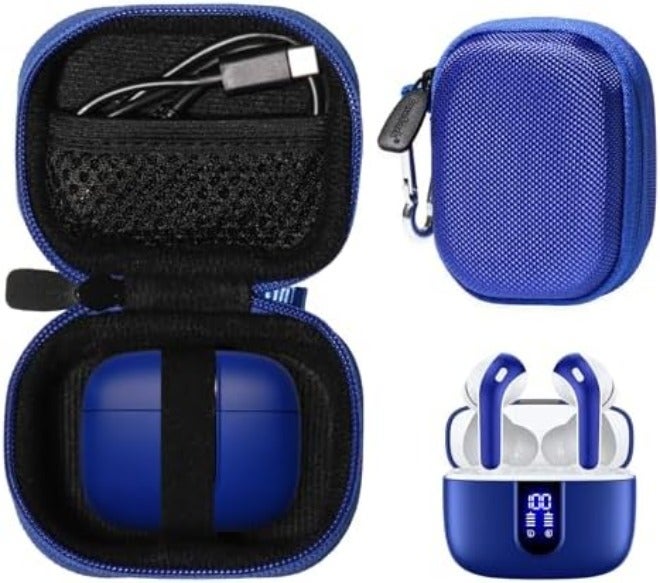 CaseSack Case for TAGRY X08 Bluetooth Headphones True Wireless Earbuds 60H, mesh Pocket for Charge Cable (Rose Gold) - Image 1
