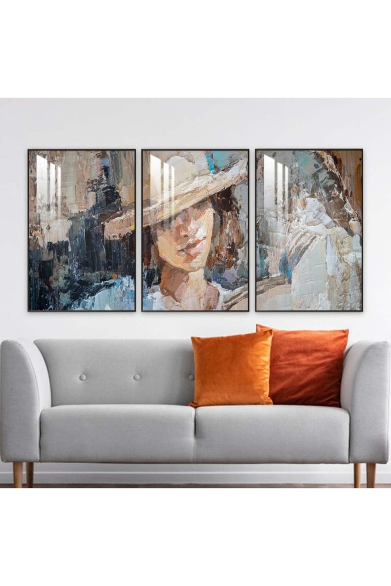 ماركتنا ثلاث لوحات جدارية خشبية بإطار وطبقة أكريليك شفافة - Image 1