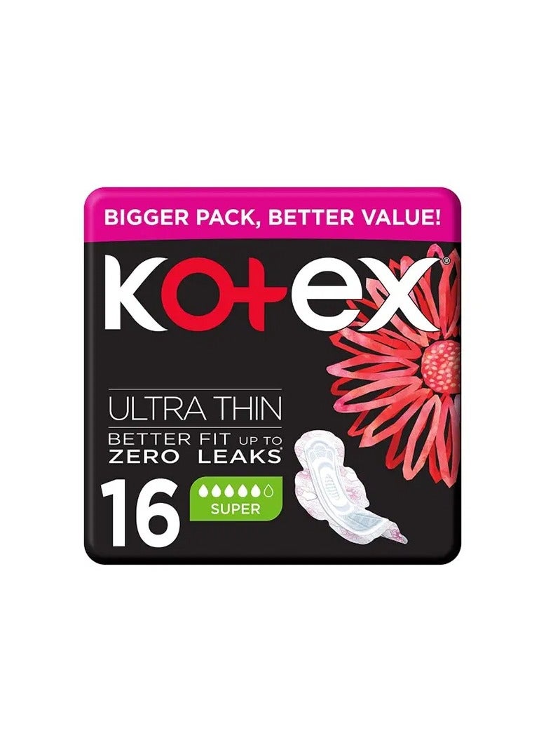 كوتكس فوط صحية كوتكس 16 فوطه رفيع للغاية يمنع التسرب بالليل مع الأجنحة - Image 2