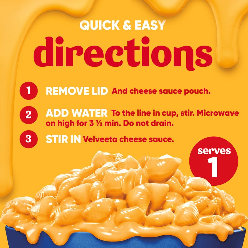 Velveeta Shells & Cheese Original Microwaveable Shell Pasta & Cheese Sauce, 8 ct Box, 2.39 oz Cups - Image 4