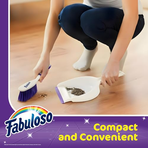 Fabuloso Brush and Dustpan Set, Compact Hand Broom Floor Sweeper with Snap-Together Storage and Hanging Hole, Quick Sweeping for Kitchen, Bathroom, Office and Car, White & Purple - Image 4