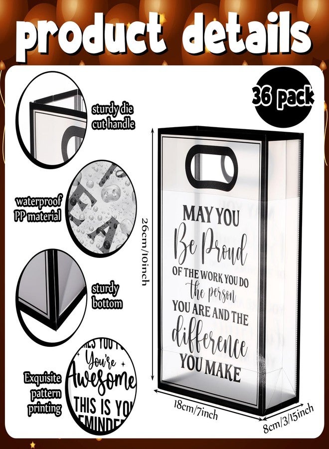 Shinylin 36 Pcs Employee Appreciation Clear Gift Bags Inspirational Clear Plastic Gift Bags with Handle May You Be Proud Reusable Thank You Party Favor Bag for Coworker Employee, 10x7x3, Black - Image 2