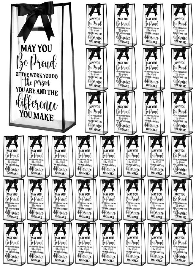 Shinylin 36 Pcs Employee Appreciation Clear Gift Bags Inspirational Clear Plastic Gift Bags with Handle May You Be Proud Reusable Thank You Party Favor Bag for Coworker Employee, 10x7x3, Black - Image 1