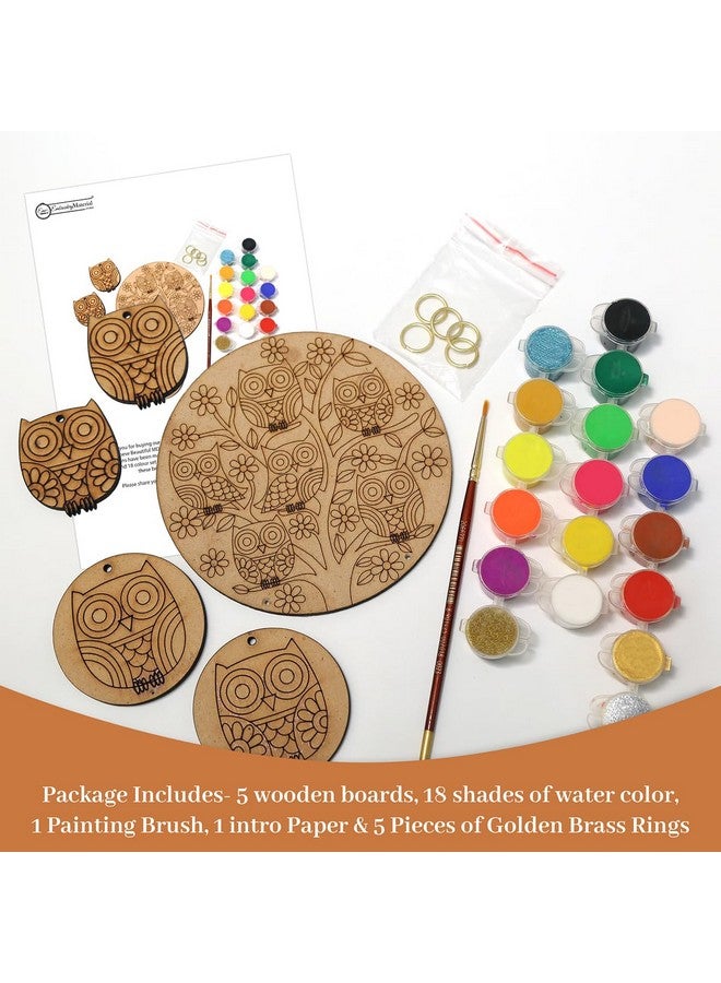 Embroiderymaterial Art & Craft Kit, Painting Kit for Kids, Tool Kit for Kids, Craft Kit, DIY Kit for Adult & Kids, DIY Home Decor, Wooden Owl Painting Kit (All Materials Included) - Image 5