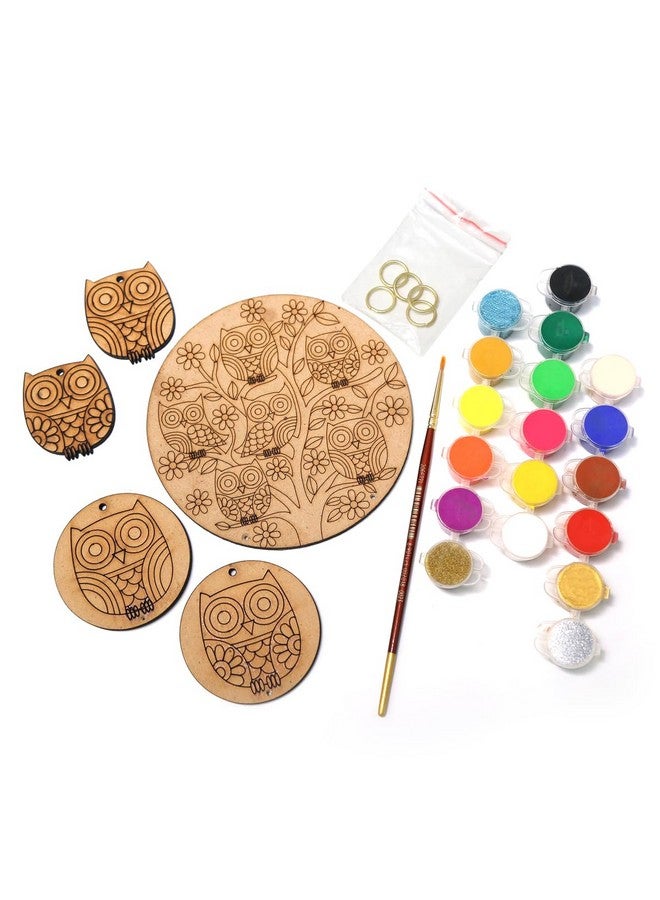 Embroiderymaterial Art & Craft Kit, Painting Kit for Kids, Tool Kit for Kids, Craft Kit, DIY Kit for Adult & Kids, DIY Home Decor, Wooden Owl Painting Kit (All Materials Included) - Image 1
