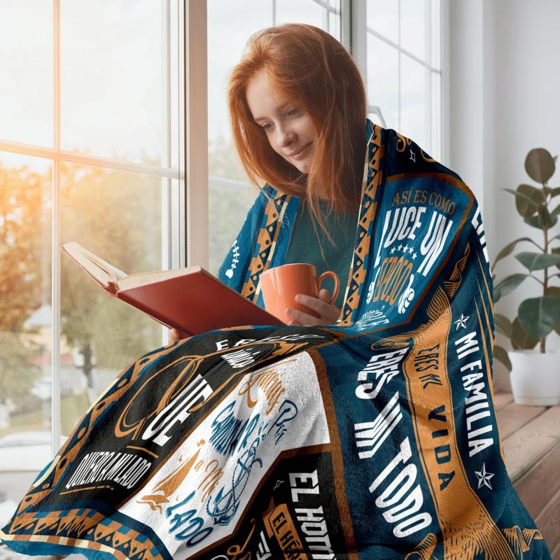 Spanish Husband Blanket 50" x 60" Dark Blue Flannel - Cozy Lightweight Gift for My Husband - Vibrant Color Romantic Blanket for Anniversary - Image 3