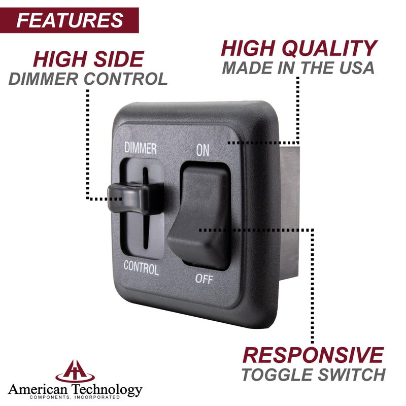 American Technology Components 12 Volt DC Dimmer Switch for LED, Halogen, Incandescent - RV, Auto, Truck, Marine, and Strip Lighting (Large Slider, Black) - Image 4