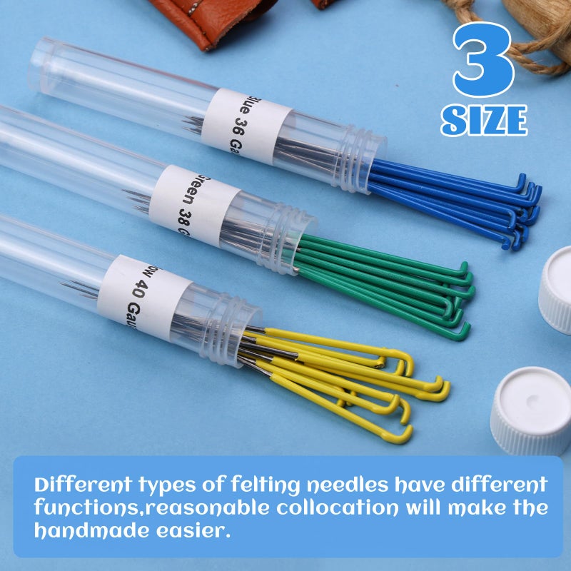 Mayboos 30 Pcs Wool Felting Needles, 3 Colors, 36-40 Gauge, Color Coded Tool Kit with Needle Box - Image 3