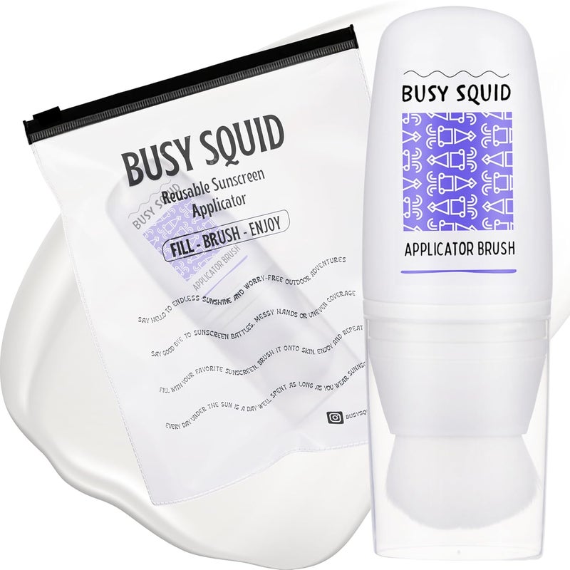 Busy Squid Refillable Sunscreen Applicator for Kids & Adults Face & Body Sunscreen Brush Lotion Applicator