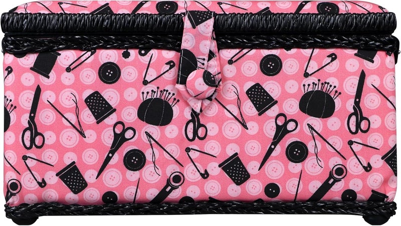 SINGER 07276 Portable Sewing Basket with Accessories in Pink and Black - Image 2