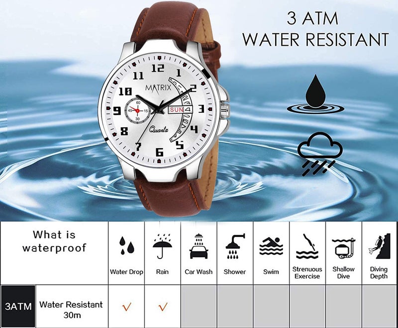 Matrix Analog Day & Date Display Wrist Watch for Men & Boys (White) - Image 4
