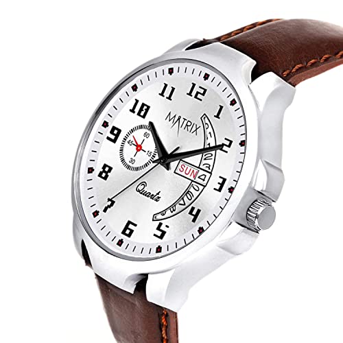 Matrix Analog Day & Date Display Wrist Watch for Men & Boys (White) - Image 3