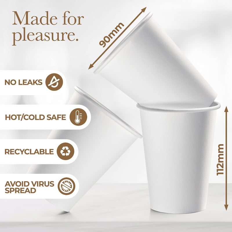 Shop Square Disposable Coffee Cups with Lids 12 oz (100 Pack) - Paper Coffee Cups for Hot & Cold Drinks  Tea  Hot Chocolate  Water - Image 3