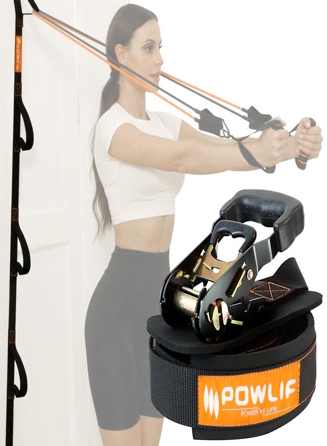 POWLIF Door Anchor for Resistance Bands with Ratchet Tightener, Door Anchor Straps with 6 Anchor Points (Fits 6-7.7ft Doors), Portable Exercise Band Door Anchor for Home Workouts (Anchor Strap Only) - Image 1