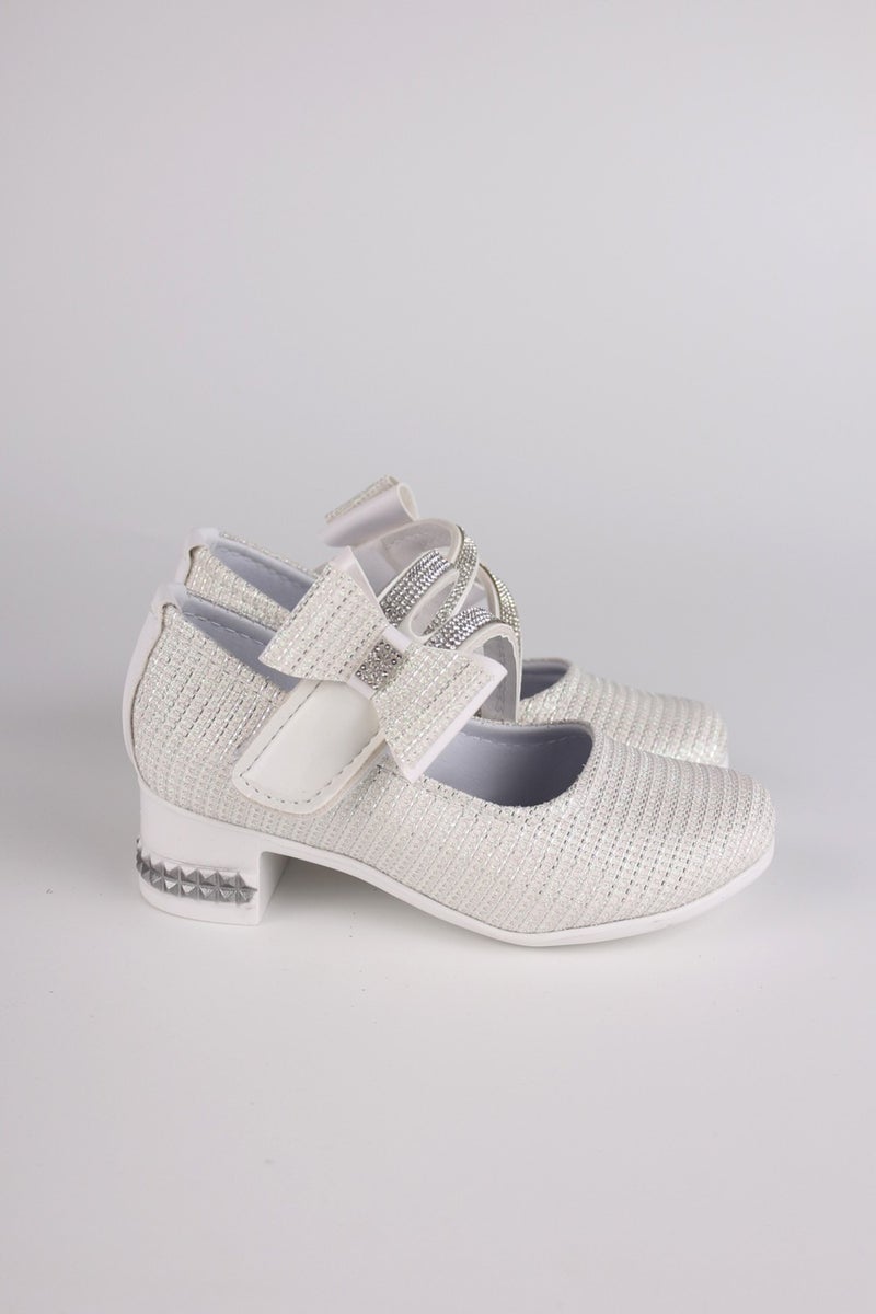 Lugmo Girls Shoes Bowtie Ballerina Stoned Glittery White  - Image 3